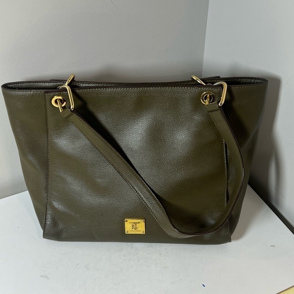 Lux Ralph Lauren Hunter Green Medium Large Purse Tote Leather Bag - Picture 2 of 10